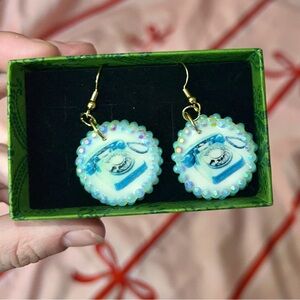 Retro Telephone Earrings with Gold Accents